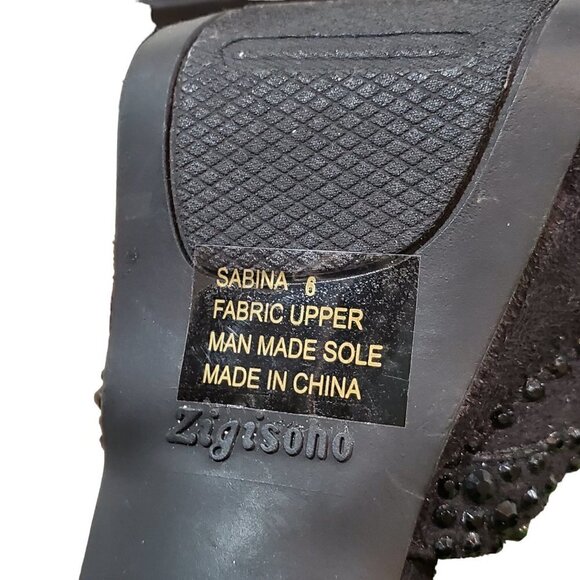 BLACK SUEDE RHINESTONE STELETTOS SIZE 6 - Picture 12 of 14